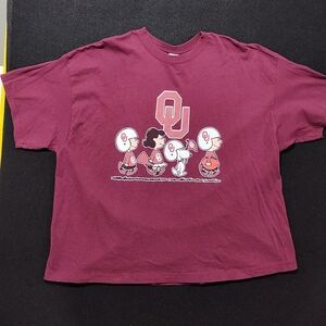Oklahoma University OU Men's Peanuts Gang & Snoopy Graphic T-Shirt, Maroon, 2xl